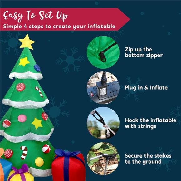 Amazon.com: WKNBEU 7 Ft Inflatable Christmas Tree with Gift  7 FT Christmas Tree Inflatables Outdoor Decor, Christmas Tree with Build-in LEDs